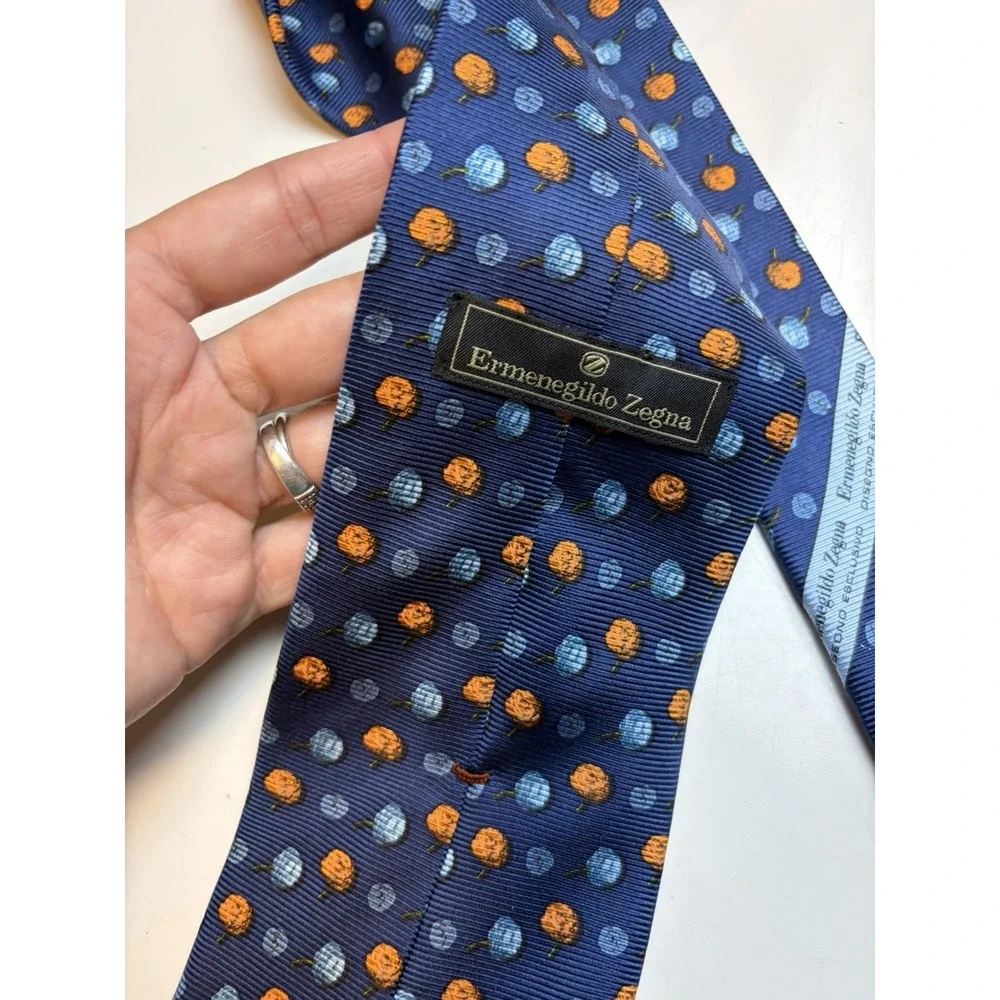 Ermenegildo Zegna Blue Silk Tie EuC